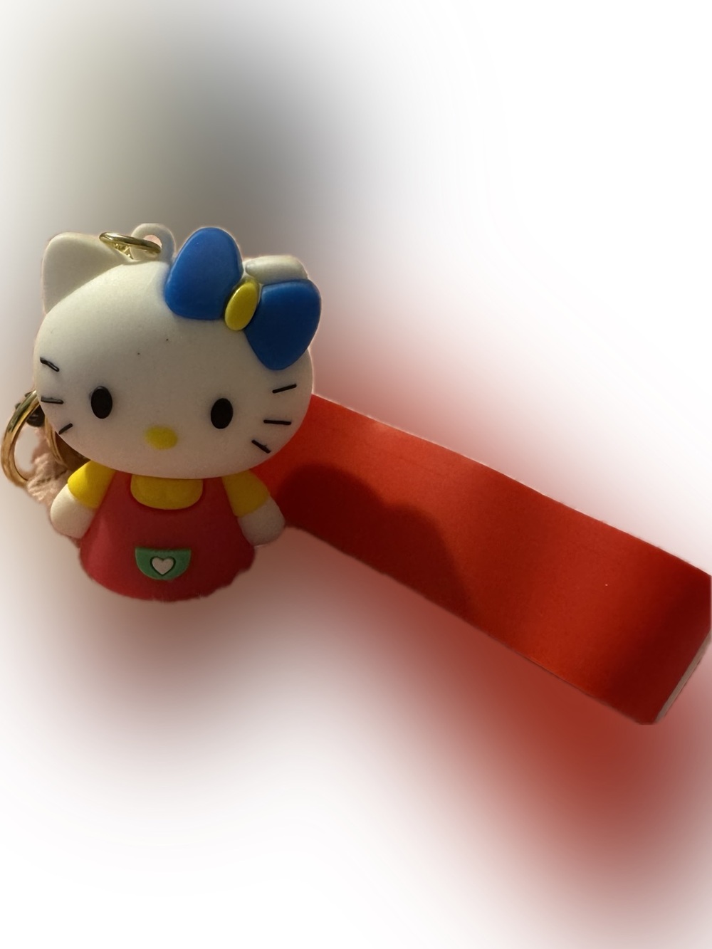 Hello Kitty Red Dress Green Pocket White Heart Keychain Wristlet - Picture 2 of 5